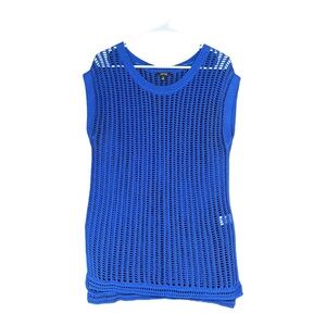 Apt. 9 Blue Sleeveless Crew Knit Sweater Lagenlook Boho Gypsy Layer Artsy